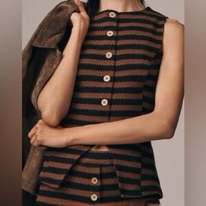 NWT Anthropologie Maeve Striped Textured Knit Vest Top Size M